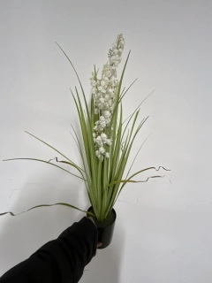 Umělá květina - Bílé zvonky v trávě 81cm