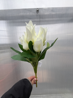 Uměla kytice tulipány bílé 40cm 4