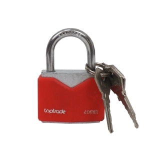 TOPTRADE zámek visací, červený, 5 klíčů, 40 mm